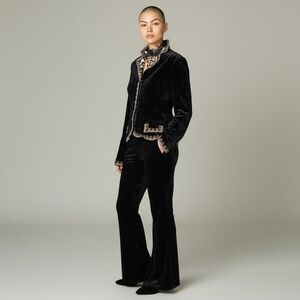 Vintage 90s Black Velvet Blazer Metallic Sequin Beaded Goth Vamp Size Large